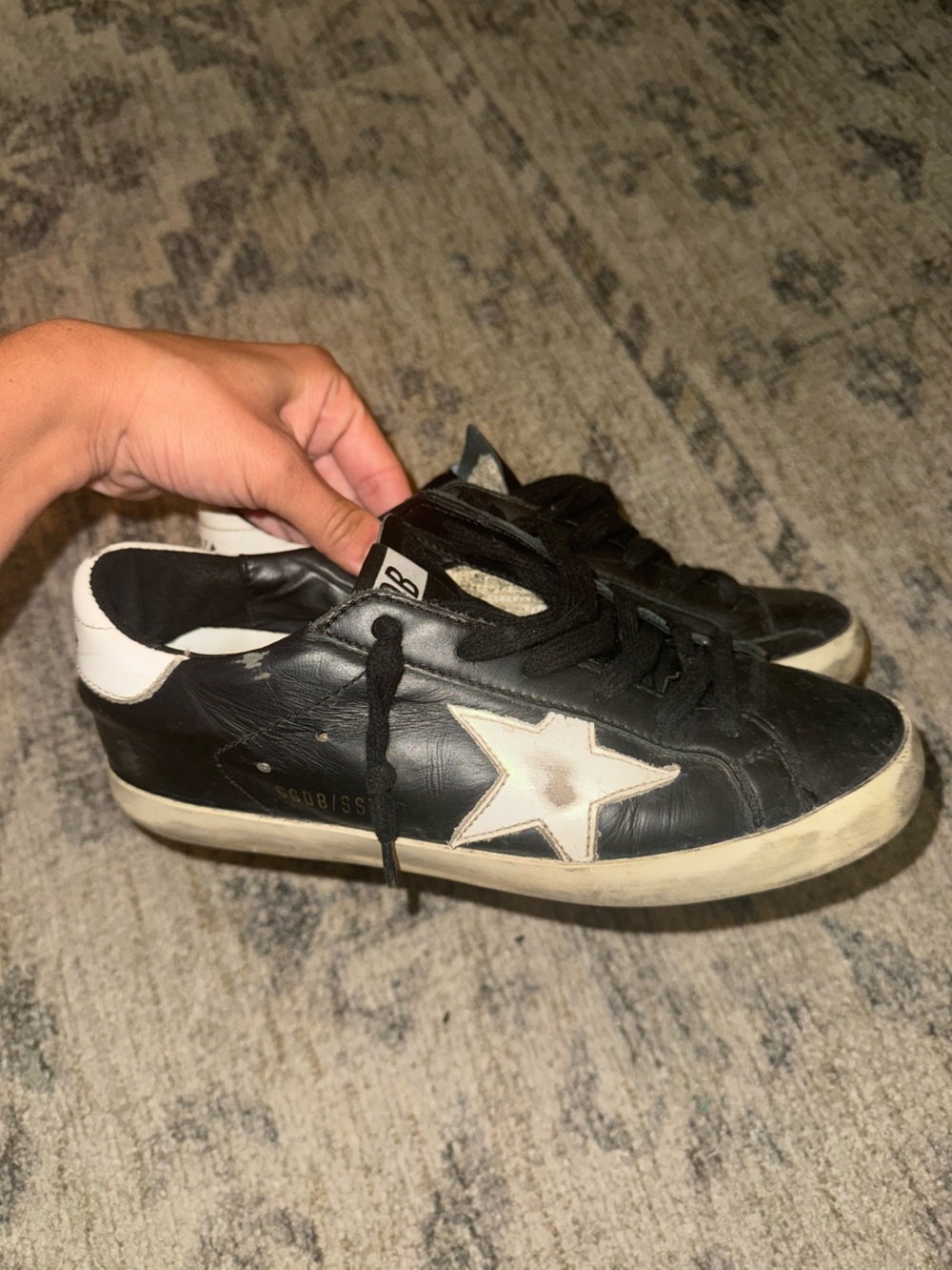 Golden Goose Black Low-Top Sneakers with White Sole